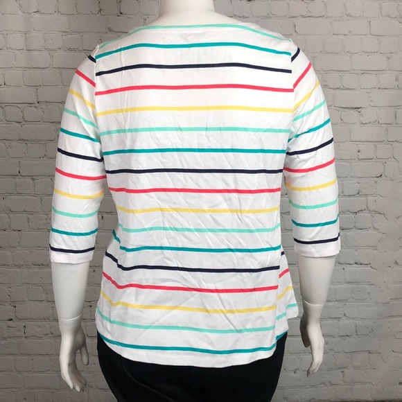 0X 2X 3X Charter Club Striped Cotton Top Plus Size - Picture 3 of 5